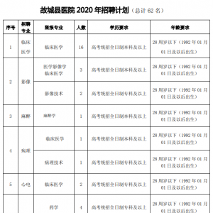 河北衡水故城縣醫(yī)院招聘62人公告