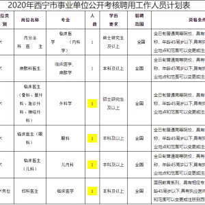 西寧市衛(wèi)生健康委面向社會(huì)公開考核招聘事業(yè)單位工作人員公告 ... ...