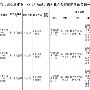 營(yíng)口市交通事務(wù)中心（營(yíng)口港引航站）公開(kāi)招聘引航員3人公告 ...