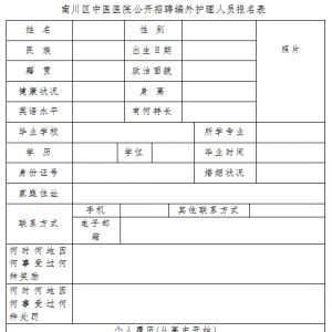 重慶市南川區(qū)中醫(yī)醫(yī)院招聘編外護(hù)理人員簡章