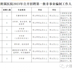 大理大學(xué)第一附屬醫(yī)院招聘第一批非事業(yè)編制工作人員公告（17人） ...