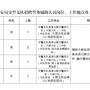 云南大理州公安局交通警察支隊招聘警務(wù)輔助人員公告（5人） ...