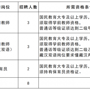 果洛州阿尼瑪卿幼兒園招聘政府購買服務(wù)學(xué)前教師公告