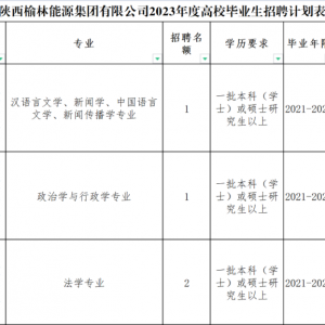 2023陜西榆林能源集團(tuán)有限公司招聘公告（238人）